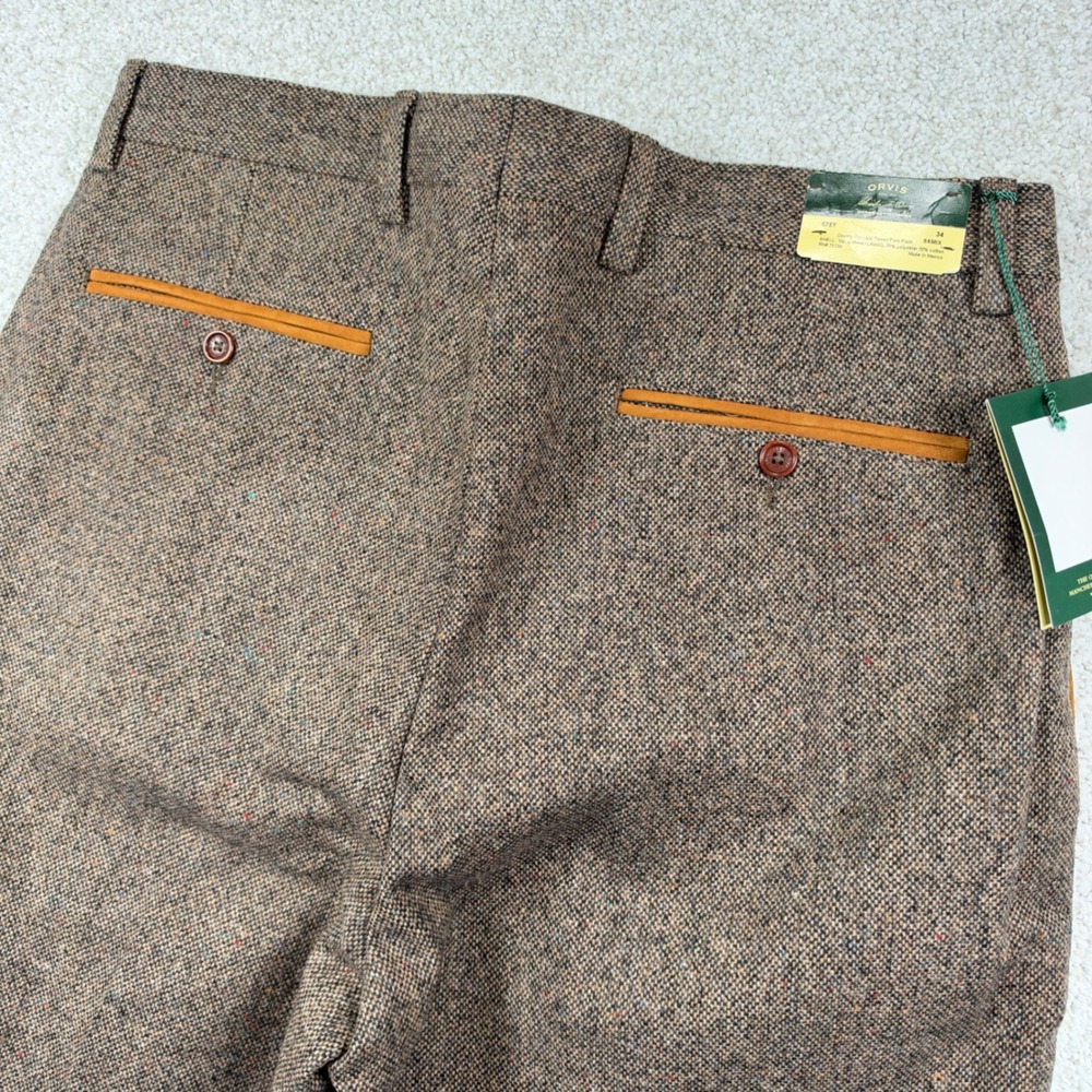 NEW Orvis Tweed Pants Mens 34 Brown Donegal Wool Signature Collection